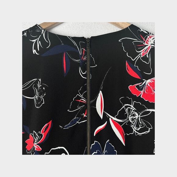 Halogen Marybeth Floral Print Long Sleeve Mini Length Career Dress Size M - Picture 7 of 11
